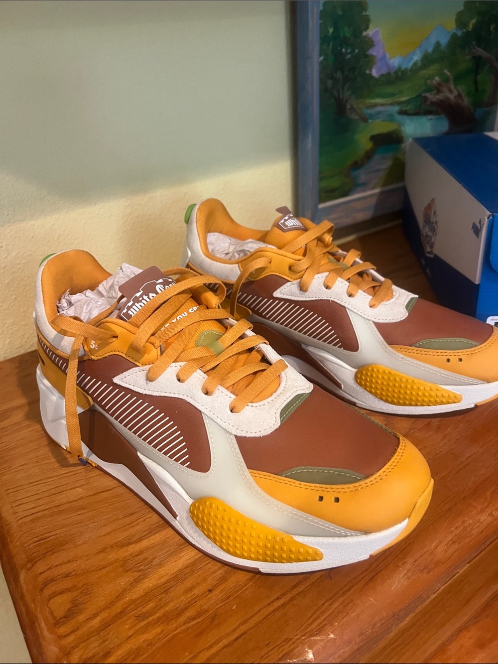 Puma Chunky Sneakers in Orange, Brown & Cream